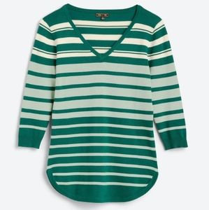 LETY & ME Dallin Striped 3Q Sleeve Sweater